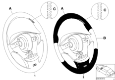 Инд.рулевое колесо M с НПБ SA 710 для BMW E38 L7 M73N (схема запасных частей)