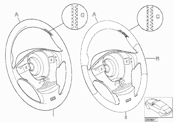 Инд.рулевое колесо M с НПБ SA 710 для BMW E38 735i M62 (схема запчастей)