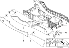 Центральная консоль для BMW E53 X5 4.8is N62 (схема запасных частей)