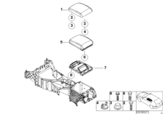 Подлокотник на центральной консоли для BMW E53 X5 4.4i N62 (схема запасных частей)