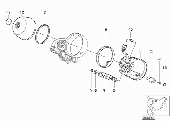 Спидометр для BMW 59C1 R 850 C 99 (0421) 0 (схема запчастей)