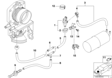 Клапан вентиляции топливного бака для BMW E39 520i M52 (схема запасных частей)