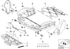 Каркас спорт.сид.с мех./эл.прив./детали для BMW E46 320Cd M47N (схема запасных частей)