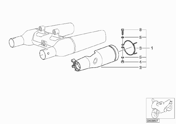 Накладка выпускной трубы для MOTO 59C1 R 1200 C 97 (0424,0434) 0 (схема запчастей)