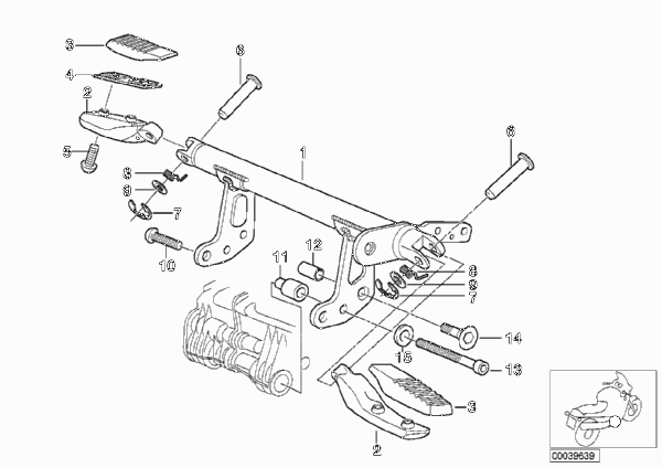 Система упоров для ног для BMW 59C1 R 850 C 99 (0421) 0 (схема запчастей)