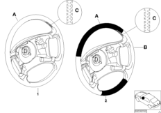 Инд.рулевое колесо, кожа, Airbag-Smart для BMW E39 530i M54 (схема запасных частей)