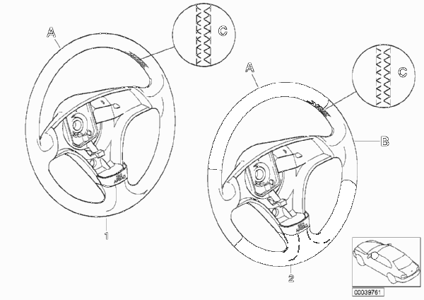 Инд.спорт.рулевое колесо с НПБ SA 255 для BMW E39 525d M57 (схема запчастей)