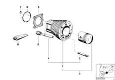 Биметаллический цилиндр для MOTO 2476 R90/6 0 (схема запасных частей)