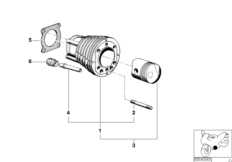 Биметаллический цилиндр для BMW 2476 R75/5 0 (схема запасных частей)
