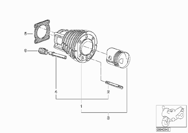 Биметаллический цилиндр для BMW 2476 R90/6 0 (схема запчастей)