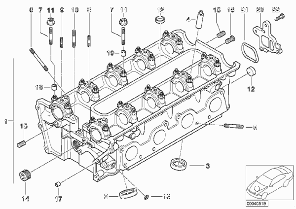 головка блока цилиндров для BMW E52 Z8 S62 (схема запчастей)
