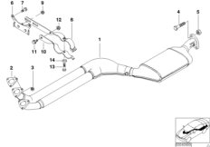 Катализатор/передний доп.глушитель для BMW E36 323ti M52 (схема запасных частей)