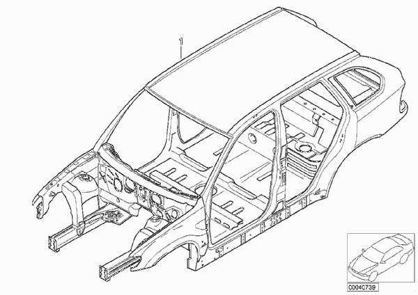 Каркас кузова для BMW E53 X5 3.0d M57N (схема запчастей)