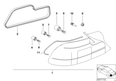 Блок задних фонарей для BMW Z3 Z3 M3.2 S54 (схема запасных частей)