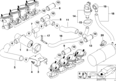Клапан регулир.х.х./клапан вент.топ.бака для BMW E39 M5 S62 (схема запасных частей)
