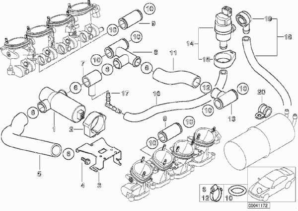 Клапан регулир.х.х./клапан вент.топ.бака для BMW E39 M5 S62 (схема запчастей)