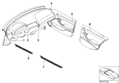 Отдельные декор. планки Individual, кожа для BMW E46 325Ci M54 (схема запасных частей)