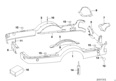 Детали прицепа пластмасса для BMW E46 318i M43 (схема запасных частей)