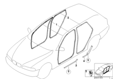 Защитная окантовка/накладка порога для BMW E53 X5 3.0i M54 (схема запасных частей)