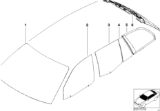 Остекление для BMW E46 325xi M54 (схема запасных частей)