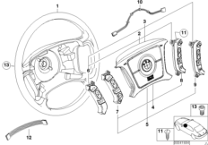 Многофункц.рулевое колесо с НПБ Smart для BMW E39 528i M52 (схема запасных частей)