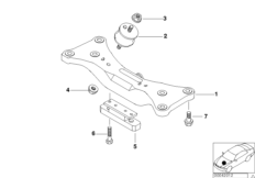 Крепление коробки передач/АКПП для BMW E38 740d M67 (схема запасных частей)