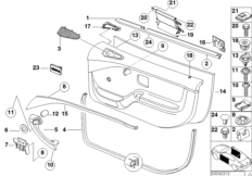 Детали обшивки двери для BMW Z3 Z3 M3.2 S50 (схема запасных частей)