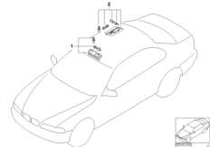 Индивид.светильники в салоне дерево для BMW E38 L7 M73N (схема запасных частей)