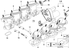 Корпус дроссельной заслонки для BMW E52 Z8 S62 (схема запасных частей)