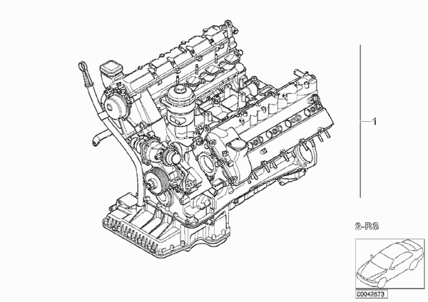 Силовой агрегат для BMW E38 740d M67 (схема запчастей)