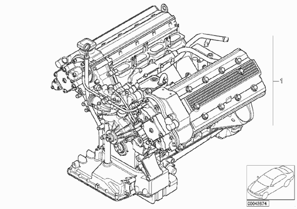 Силовой агрегат для BMW E39 M5 S62 (схема запчастей)