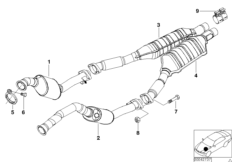 Катализатор для дизельного двигателя для BMW E38 740d M67 (схема запасных частей)