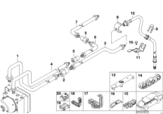 Трубопровод тормозного привода Зд с DSC для BMW E46 328i M52 (схема запасных частей)