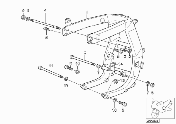 Рамка для MOTO 259S R 1100 S 98 (0422,0432) 0 (схема запчастей)