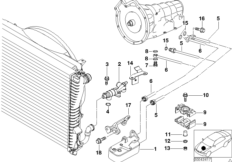 Масляный радиатор/трубопровод масл.рад. для BMW E38 735i M62 (схема запасных частей)