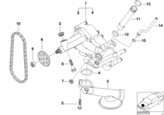 Смазочная система/маслян.насос с прив. для BMW E53 X5 4.6is M62 (схема запасных частей)