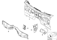 Детали щитка передка для BMW E53 X5 3.0d M57N (схема запасных частей)