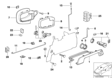 Привод двери/замок двери Пд для BMW E36 320i M52 (схема запасных частей)