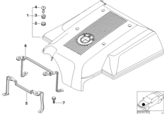 Звукоизоляционный кожух двигателя для BMW E53 X5 4.6is M62 (схема запасных частей)