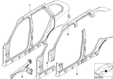 боковой каркас для BMW E53 X5 3.0d M57N (схема запасных частей)