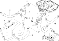 Система вентиляц.картера/маслоотделитель для BMW E52 Z8 S62 (схема запасных частей)