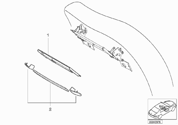Инд.отдел.дерев.зад.панели столик/планки для BMW E38 750i M73N (схема запчастей)