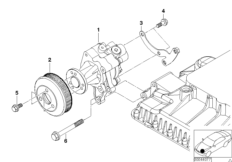 Насос гидроусилителя рулевого управления для BMW E38 740d M67 (схема запасных частей)