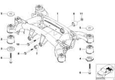 балка заднего моста для BMW E53 X5 3.0d M57N (схема запасных частей)