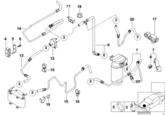 Топливопровод/ элементы крепления для BMW E38 740d M67 (схема запасных частей)