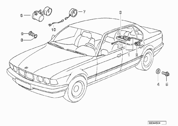 Система подачи воздуха для BMW E38 740d M67 (схема запчастей)