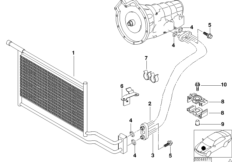 Масляный радиатор/трубопровод масл.рад. для BMW E38 740d M67 (схема запасных частей)