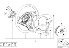 Спорт.рулевое колесо с НПБ с декор.крыш. для BMW Z3 Z3 2.2i M54 (схема запасных частей)