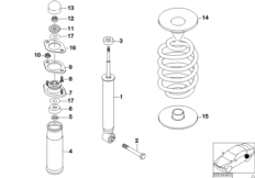 Детали амортизационной стойки Зд для BMW Z3 Z3 1.9 M43 (схема запасных частей)