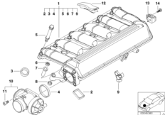 Система впуска AGR для BMW E53 X5 3.0d M57 (схема запасных частей)